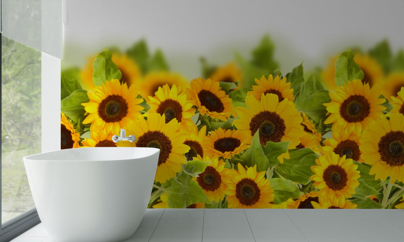 Fototapeten Es gibt eine erstaunliche Anzahl von Sonnenblumen