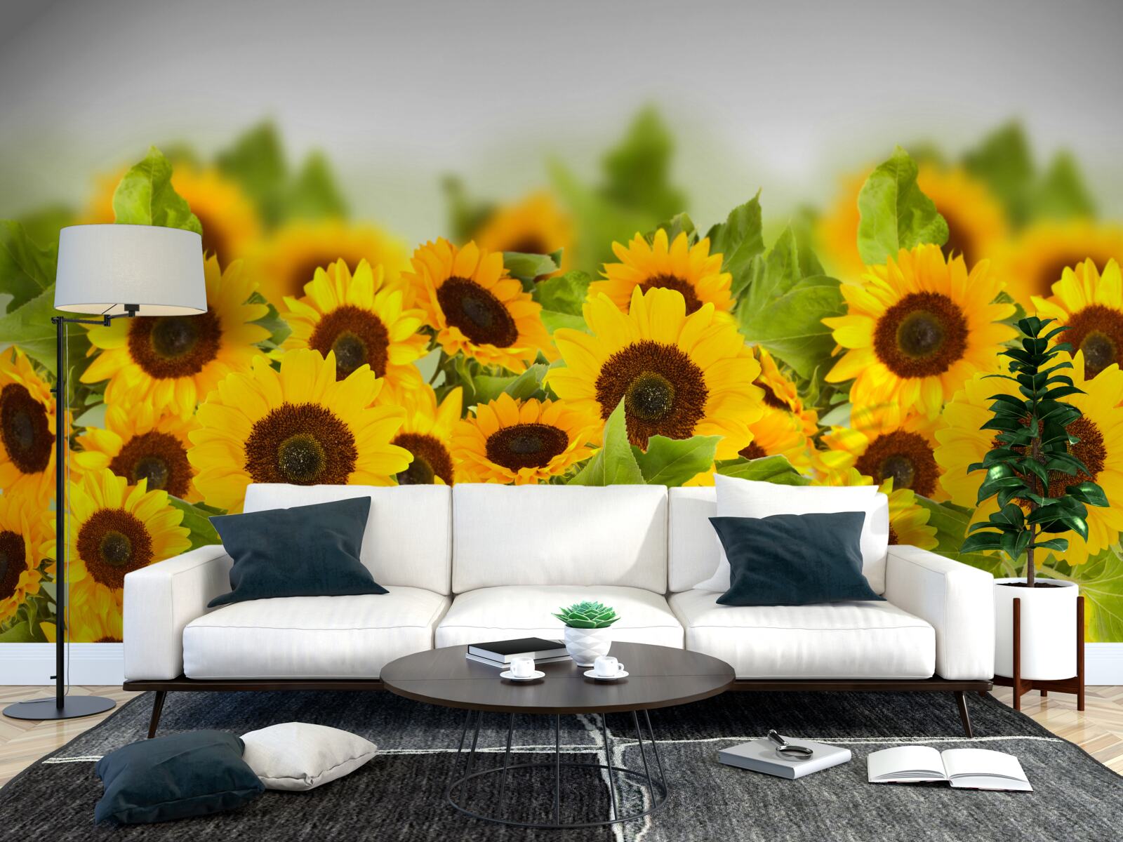Fototapeten Es gibt eine erstaunliche Anzahl von Sonnenblumen