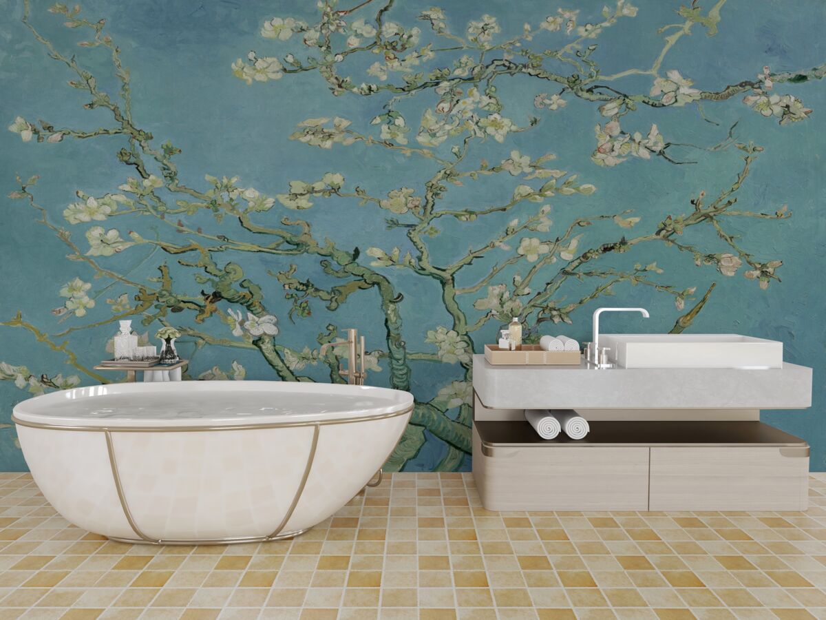 Fototapeten Schnee -White -Magnolien vor dem Hintergrund des Azure -Himmels