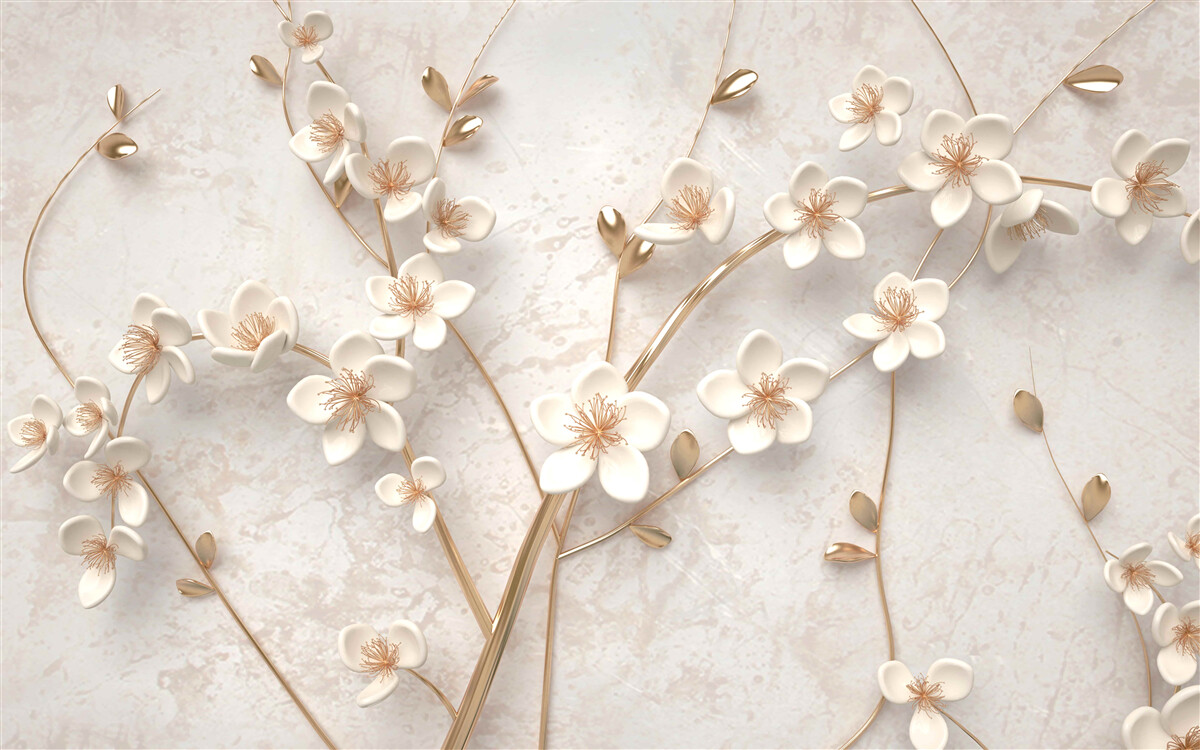 Fototapeten Ein paar Zweige mit weißen Magnolienblüten