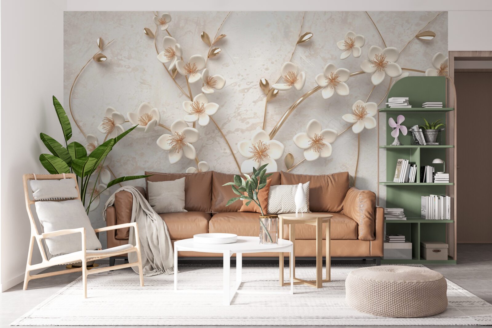 Fototapeten Ein paar Zweige mit weißen Magnolienblüten