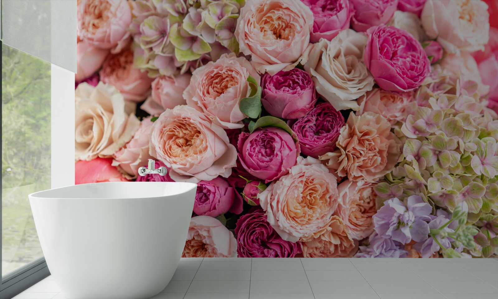 Fototapeten Eine Kombination aus verschiedenen wunderbaren Rosen in einem Blumenstrauß