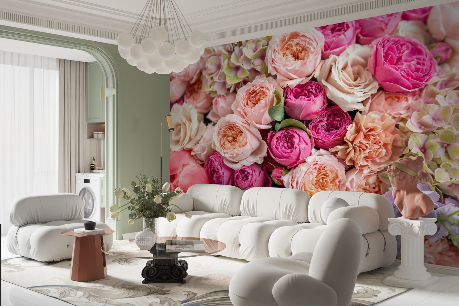 Fototapeten Eine Kombination aus verschiedenen wunderbaren Rosen in einem Blumenstrauß
