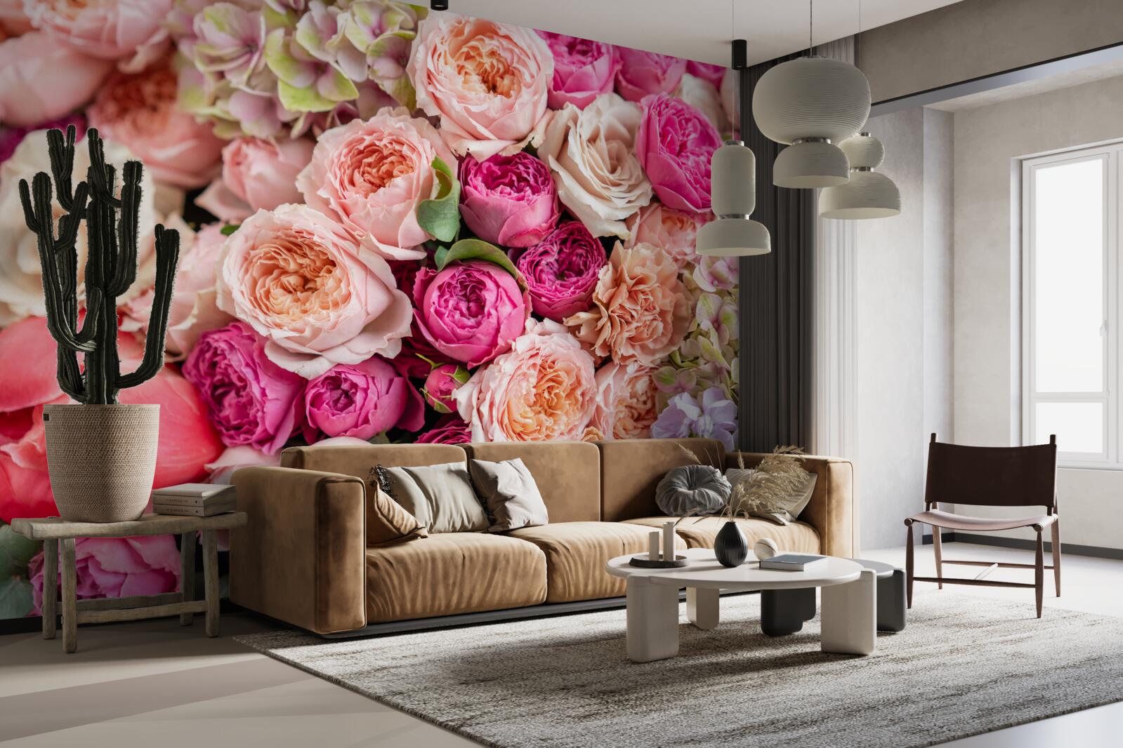 Fototapeten Eine Kombination aus verschiedenen wunderbaren Rosen in einem Blumenstrauß