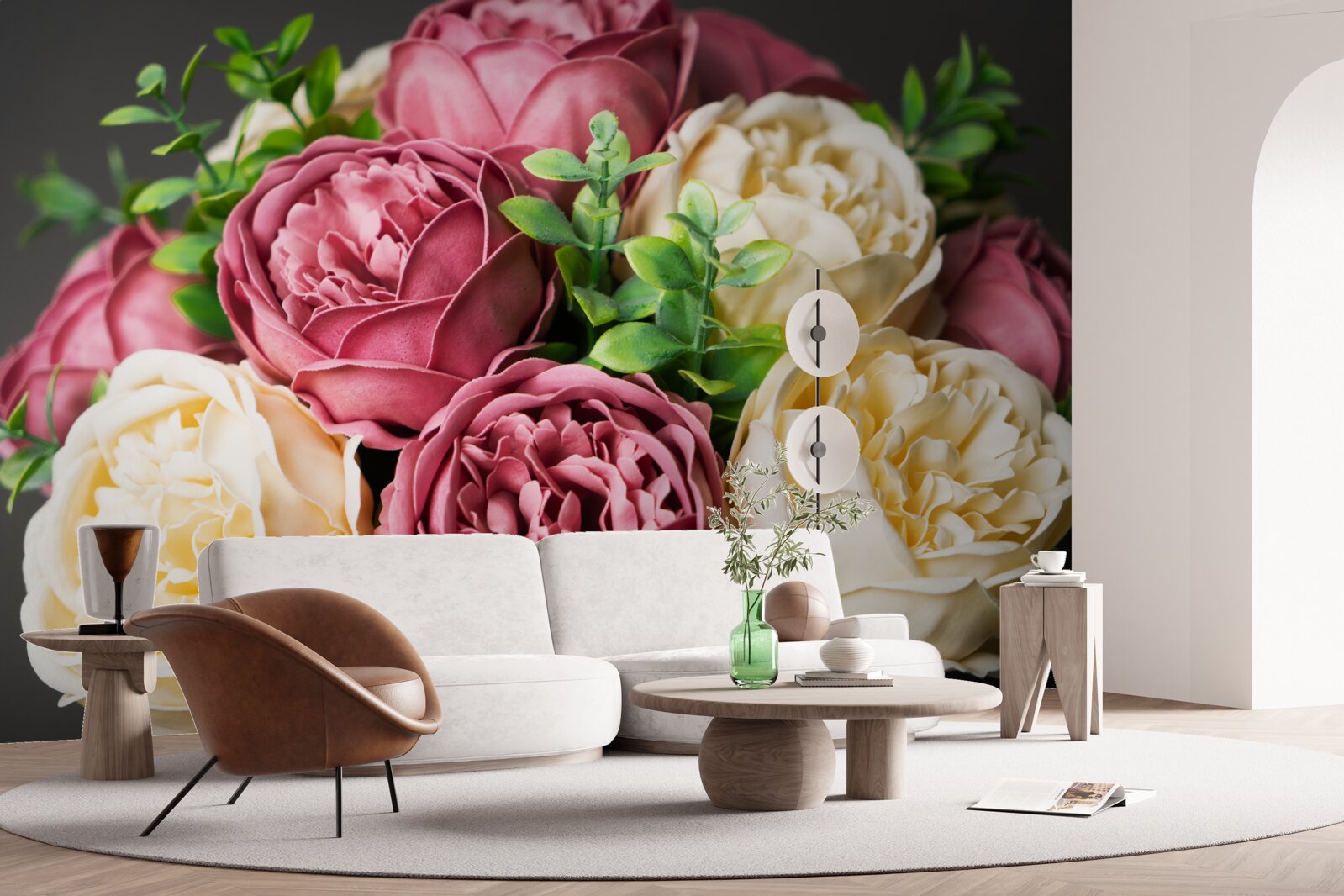 Fototapeten Ein Blumenstrauß mit Pfingstrosen