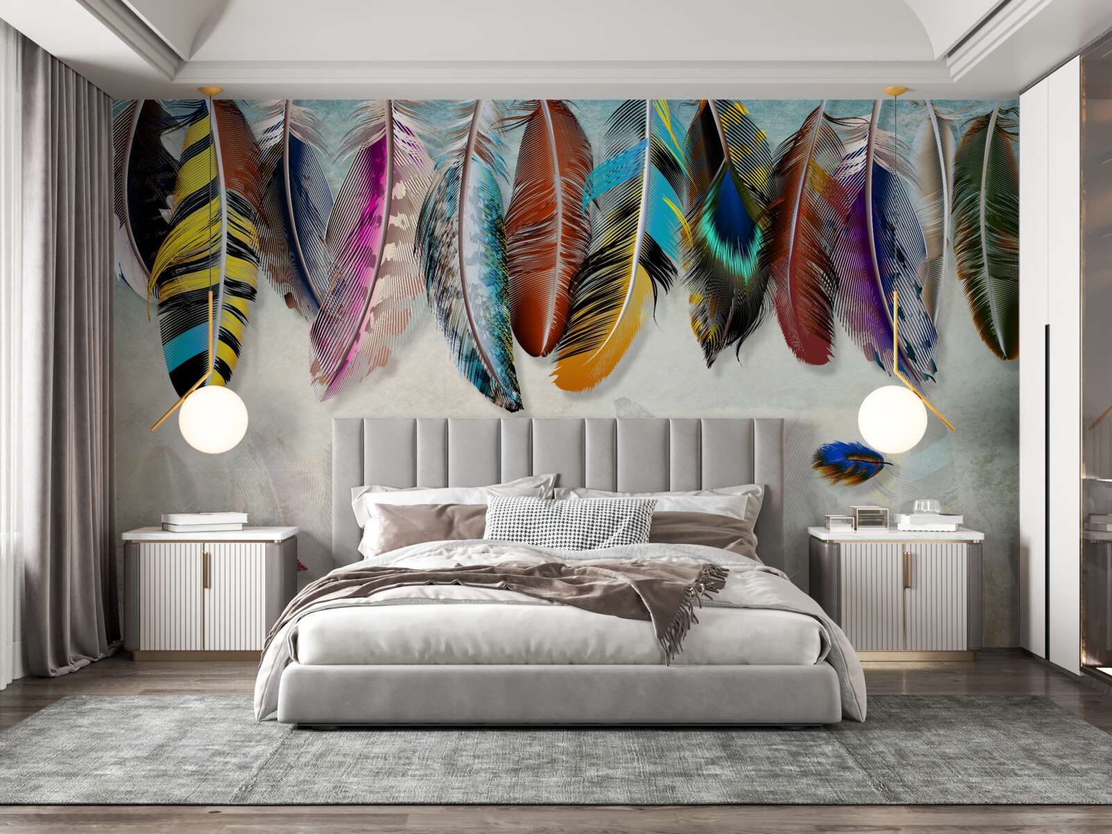 Fototapeten stilvoller, Designer helles Gefieder