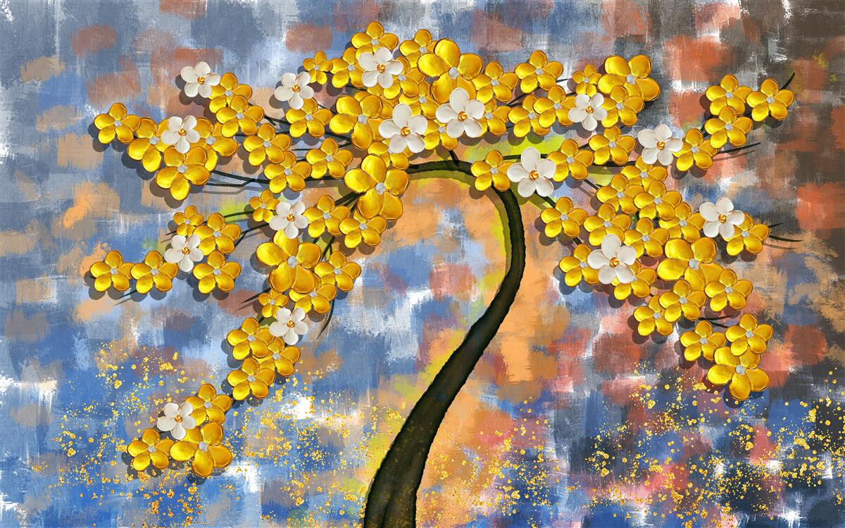 Fototapeten Herbsttöne von Gelb auf Bäumen