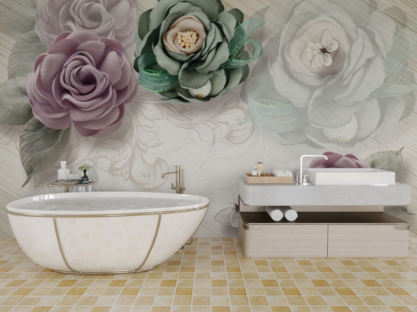Fototapeten Einzigartige malerische Gemälde von Rosen