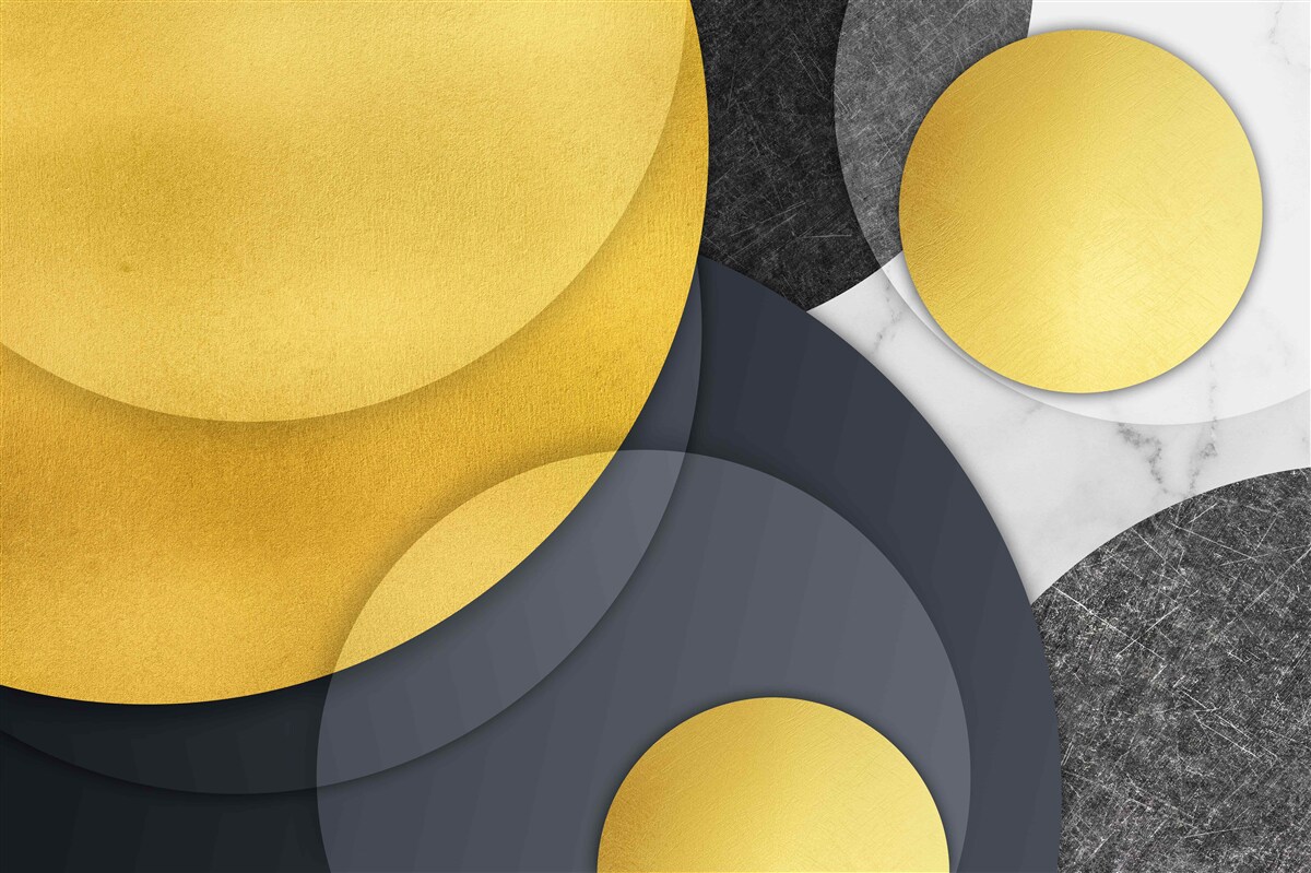 Fototapeten Goldene Kugeln schweben in der Luft