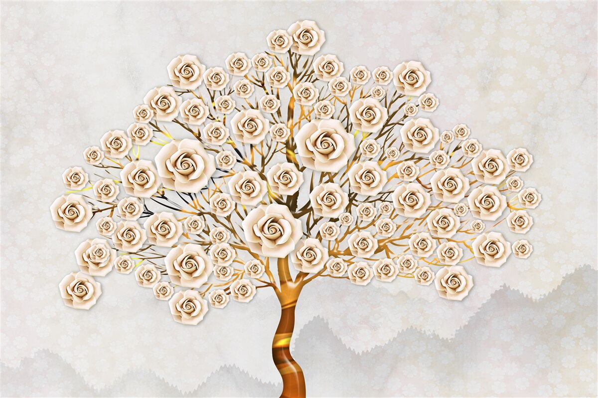 Fototapeten Der Baum besteht aus hellen rosa Knospen