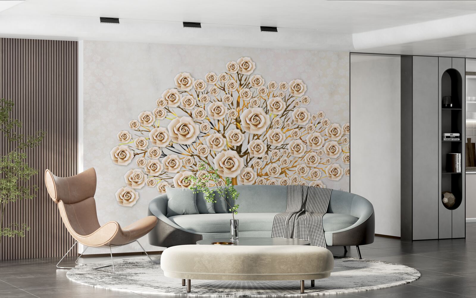 Fototapeten Der Baum besteht aus hellen rosa Knospen