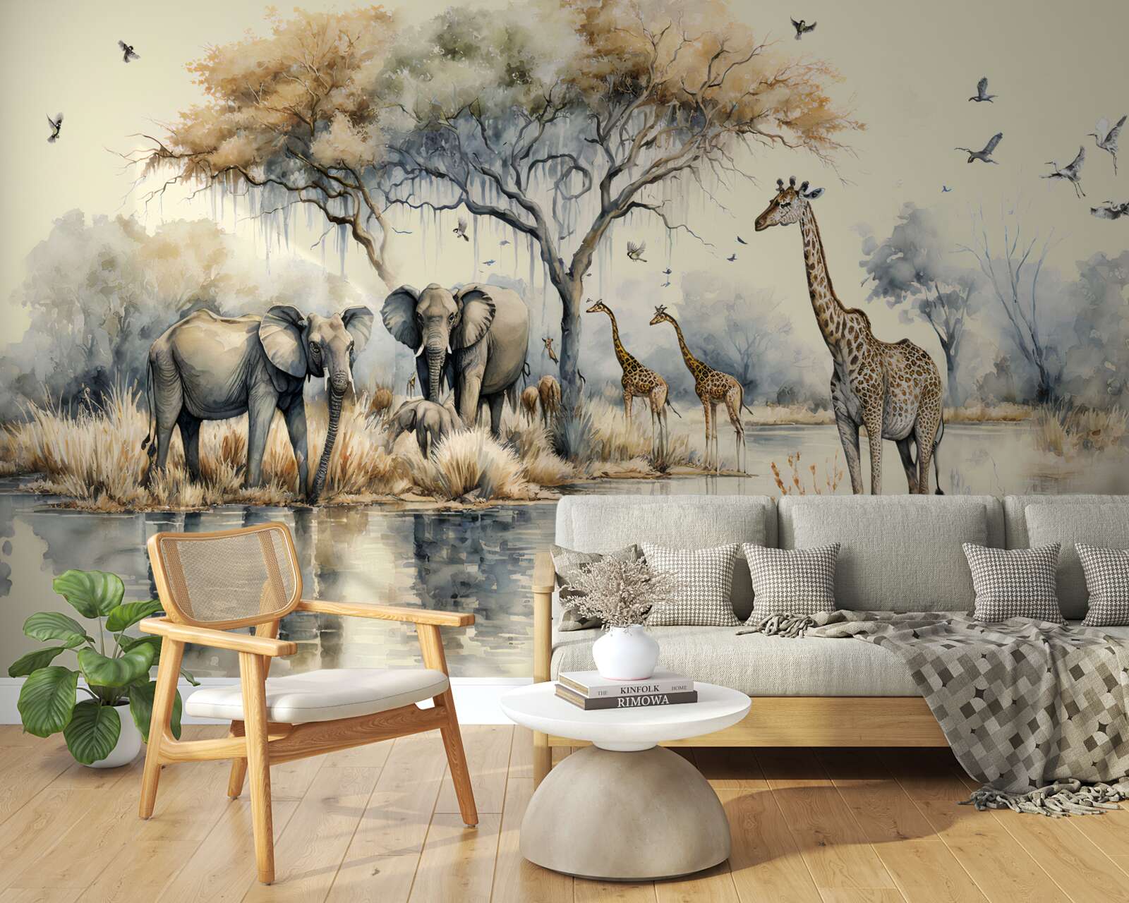 Fototapeten Afrikanische Tiere in der Nähe des Teiches