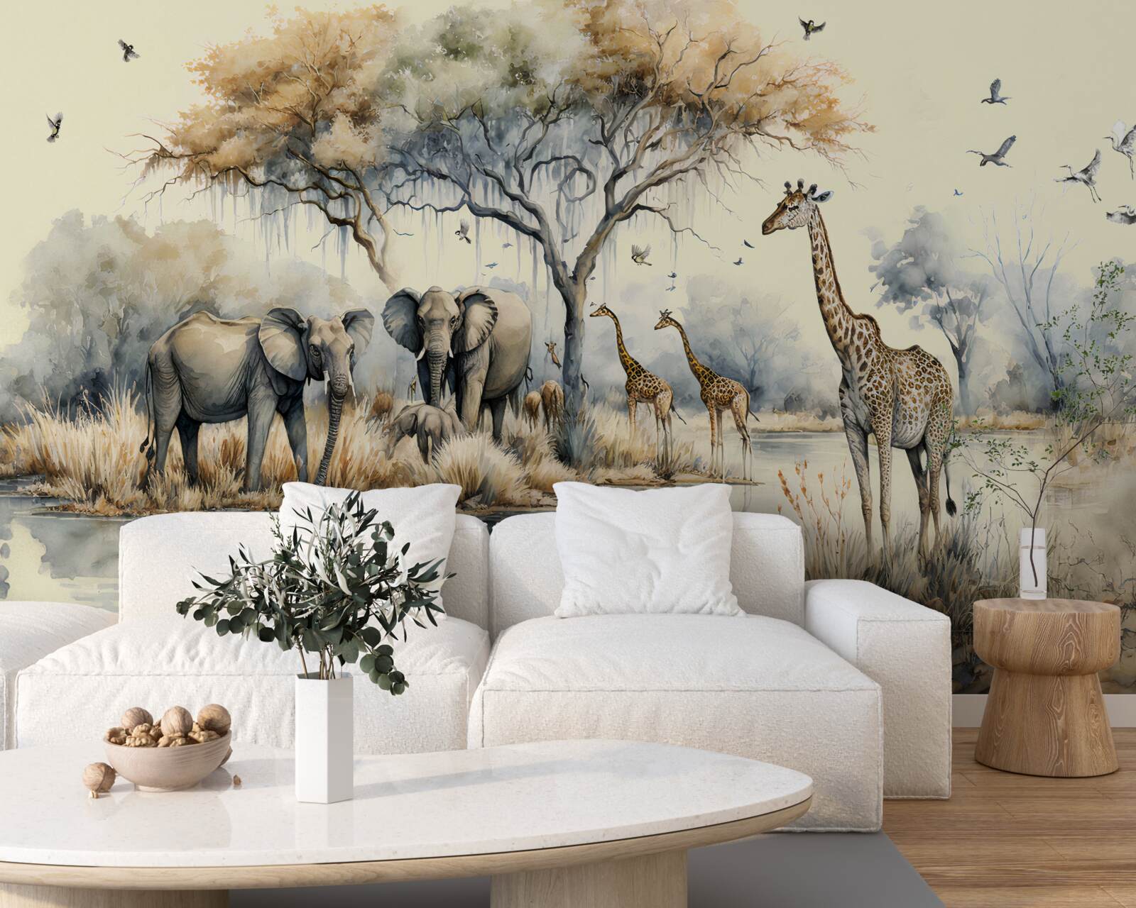 Fototapeten Afrikanische Tiere in der Nähe des Teiches