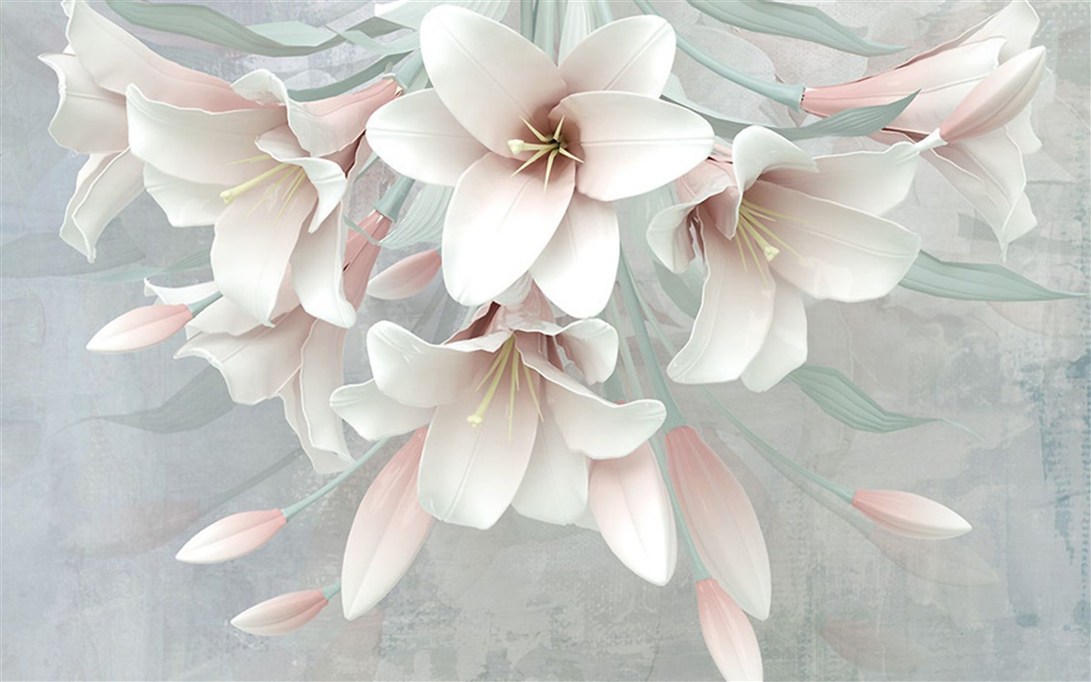 Fototapeten Zusammensetzung heller Lilien