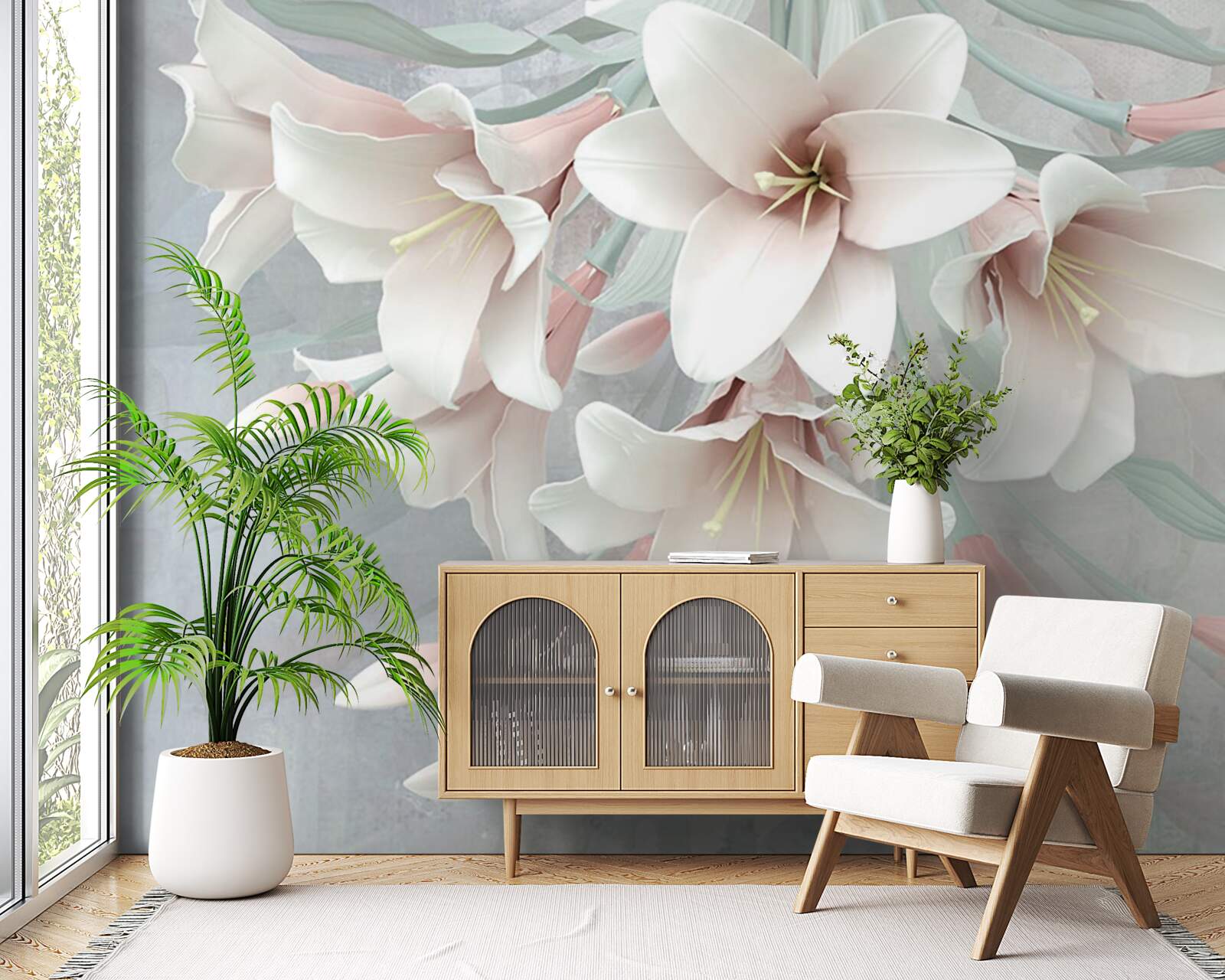 Fototapeten Zusammensetzung heller Lilien