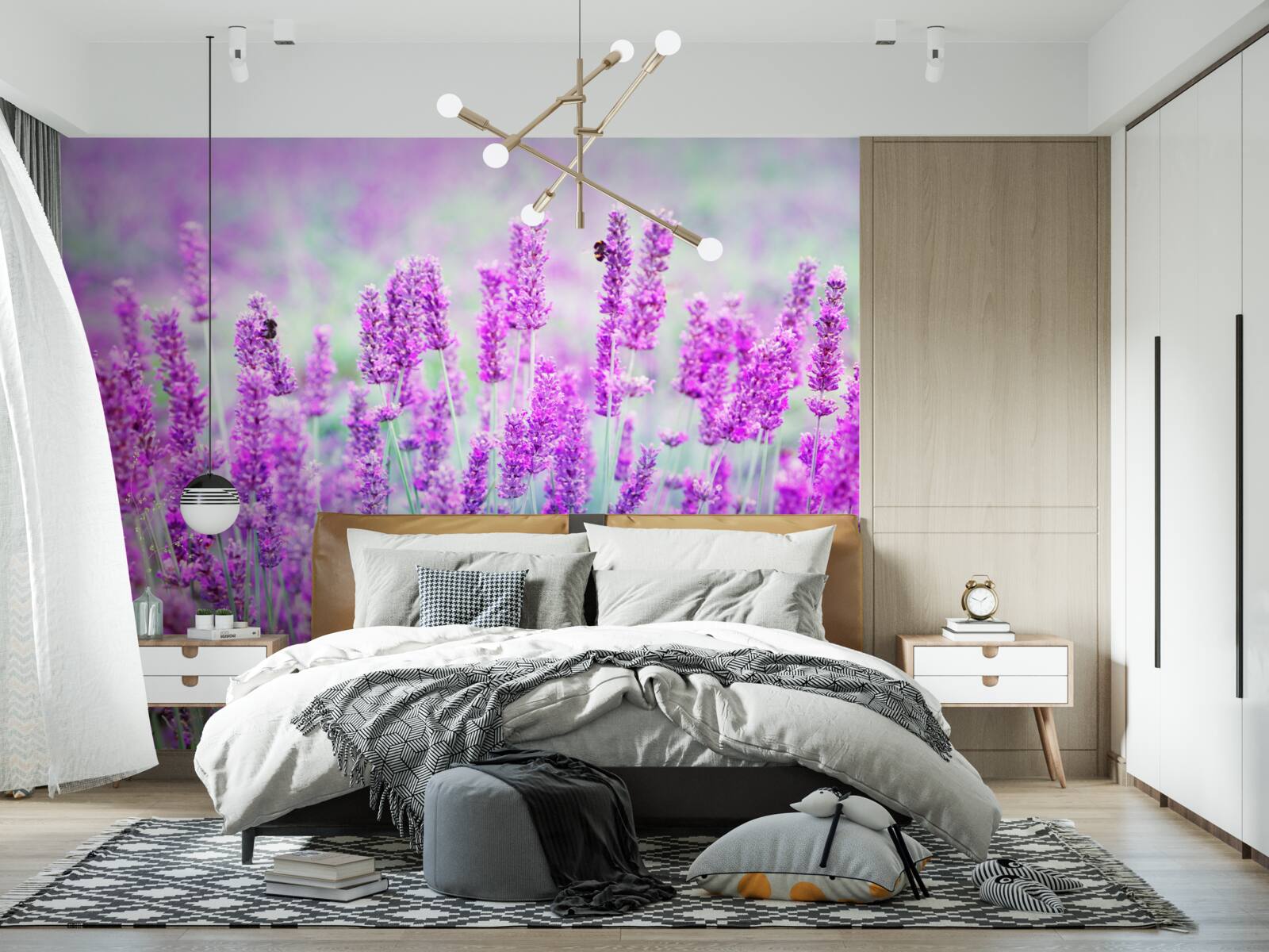 Fototapeten Lavendelblumenfeld