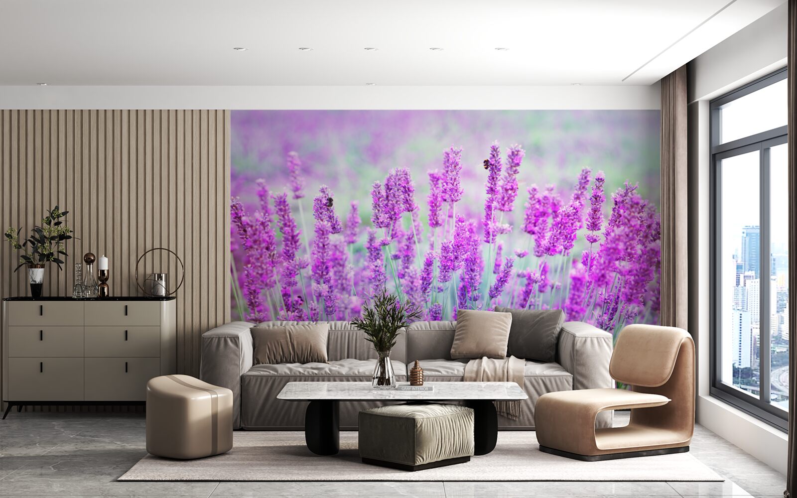 Fototapeten Lavendelblumenfeld