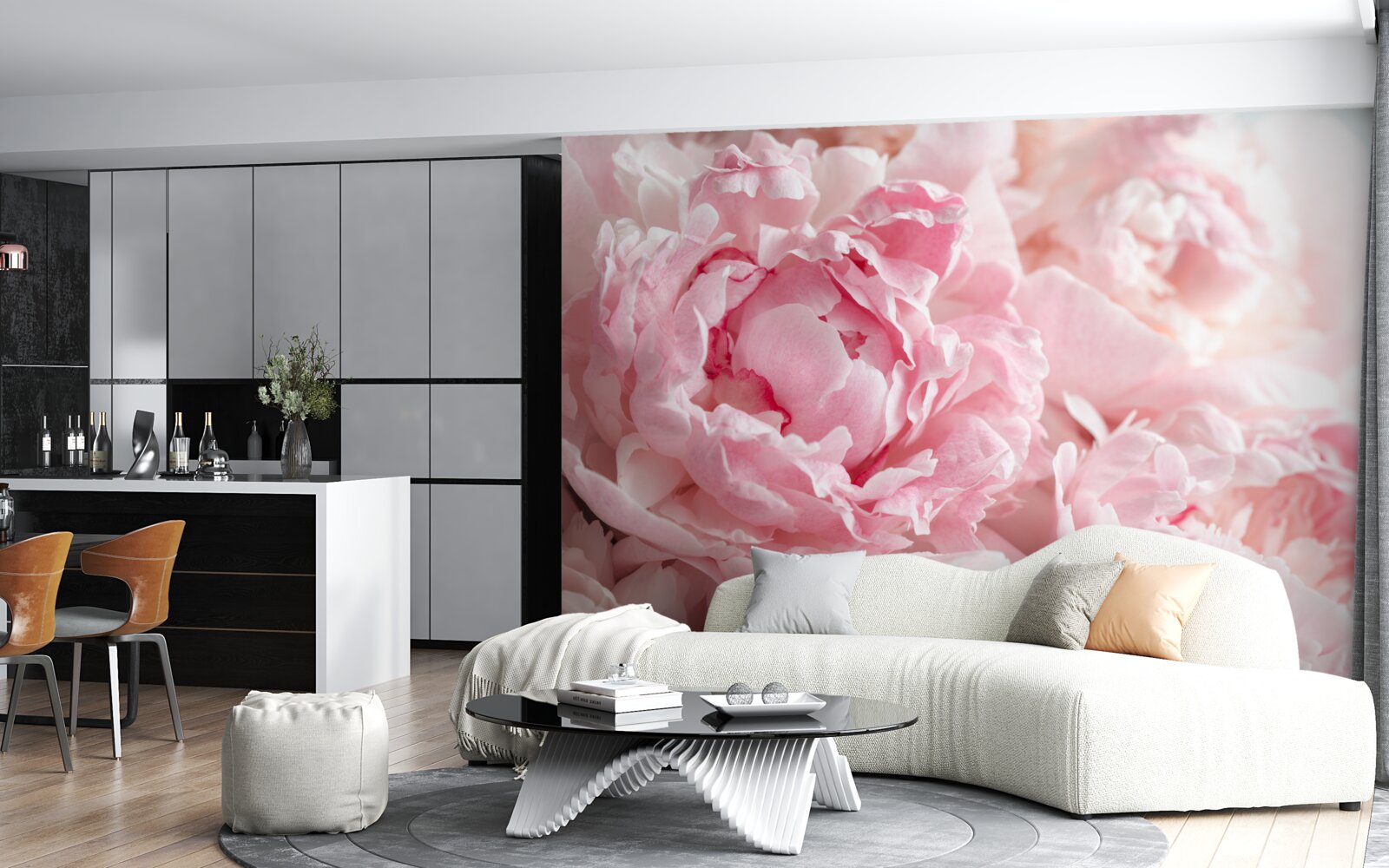 Fototapeten Ein Bouquet von Pfingstrosen in einem zarten rosa Farbton