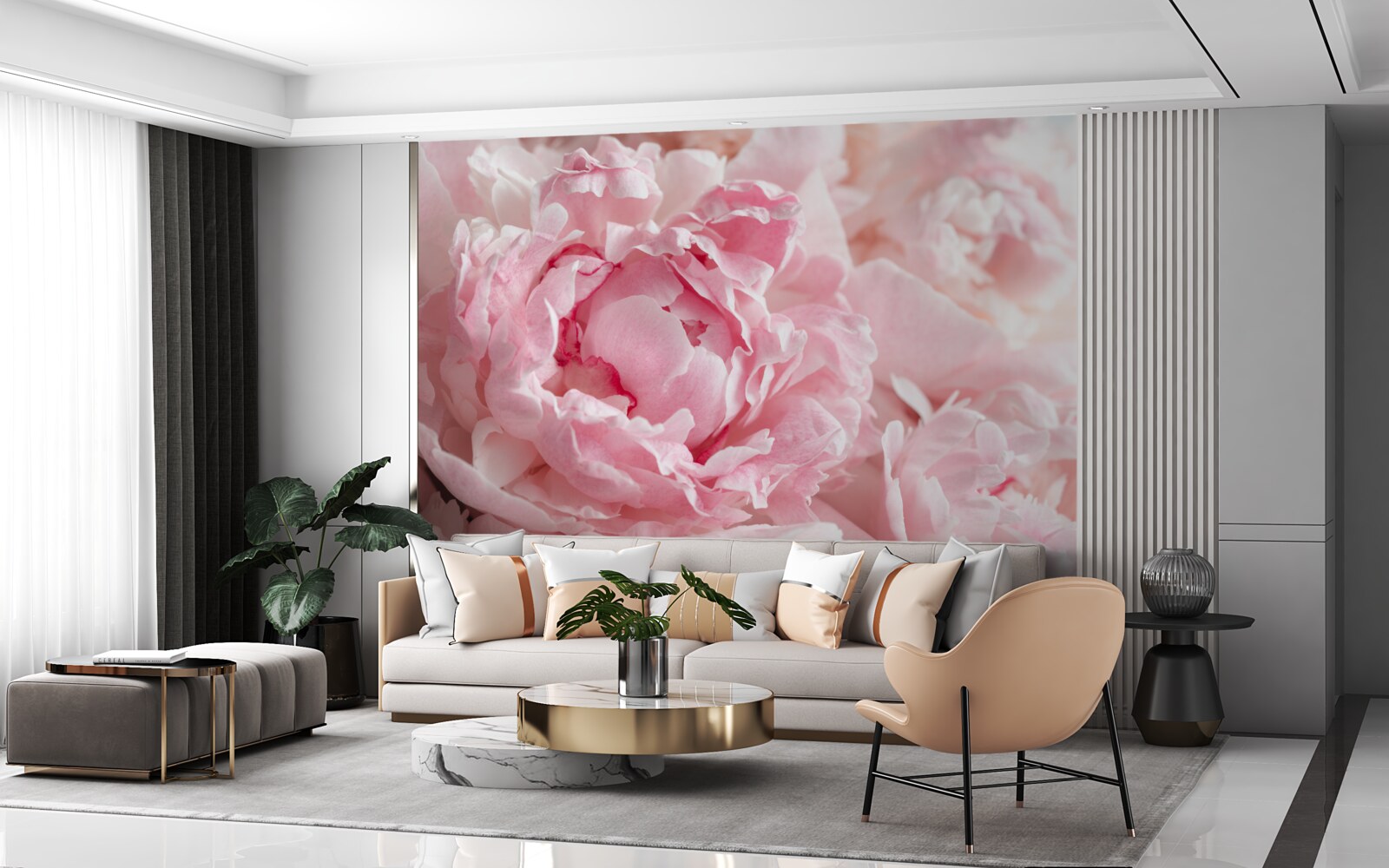 Fototapeten Ein Bouquet von Pfingstrosen in einem zarten rosa Farbton