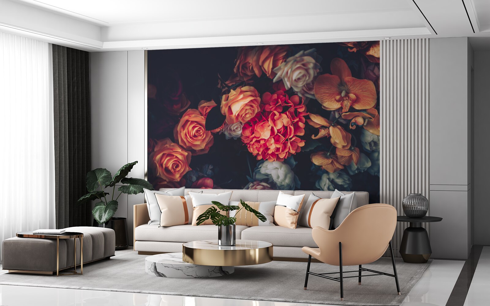 Fototapeten Ein Blumenstrauß Vintage -Herbstblumen