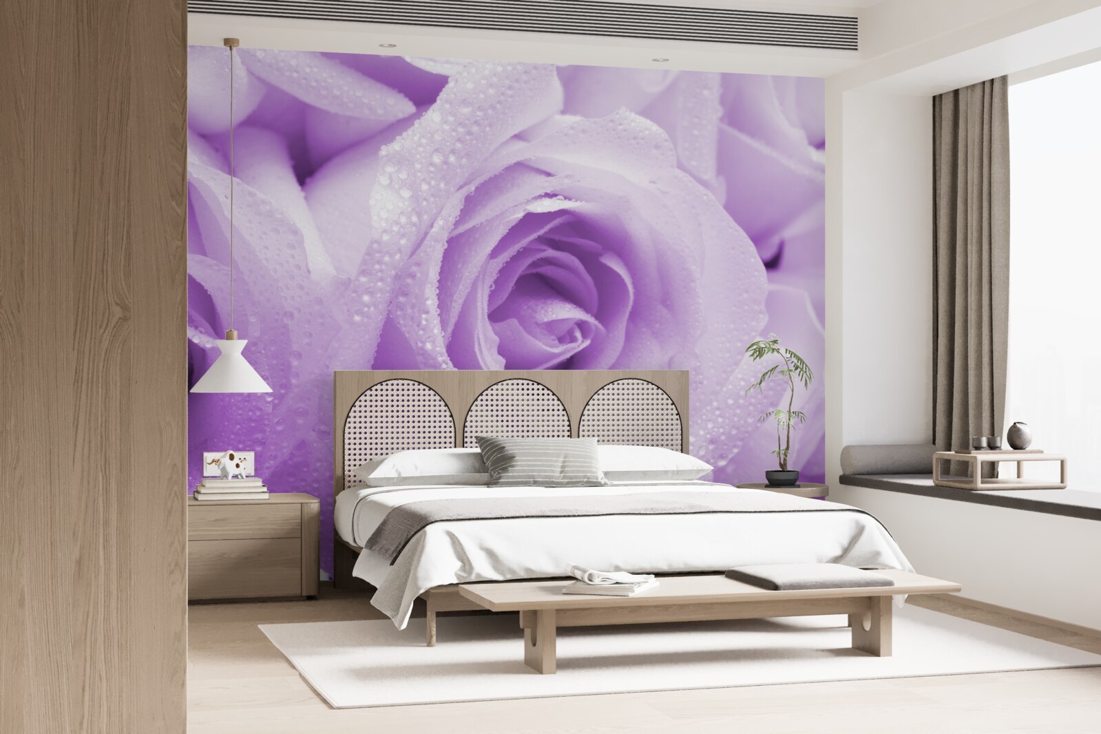 Fototapeten Schließen Sie aus der Nähe der rosa Blumen in einem lila Schatten