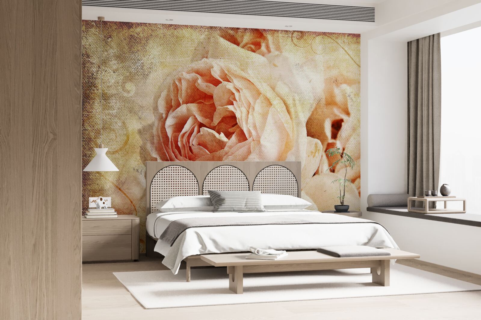 Fototapeten Zwei historische rosa Blumen