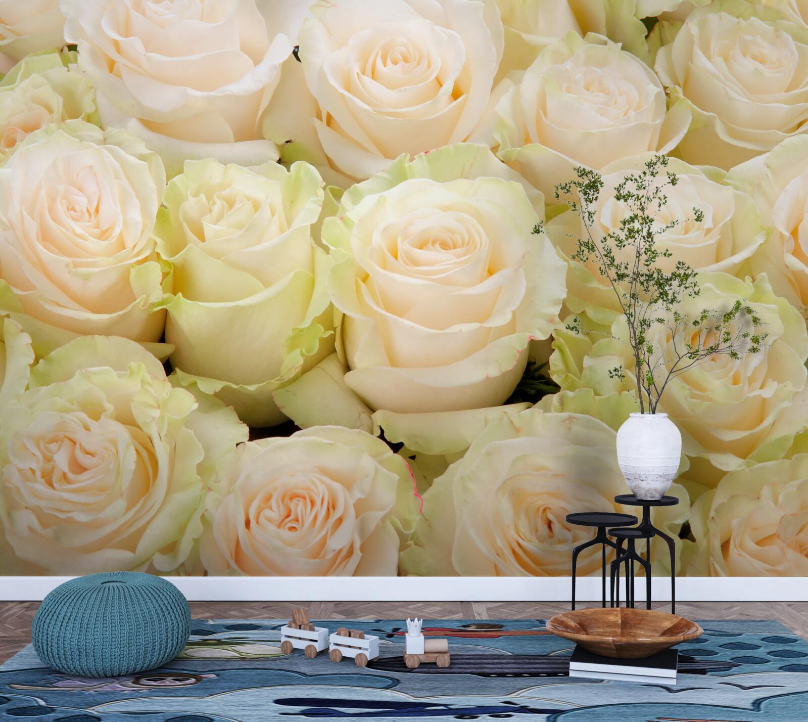 Fototapeten Zusammenfassung zarter beige Blüten