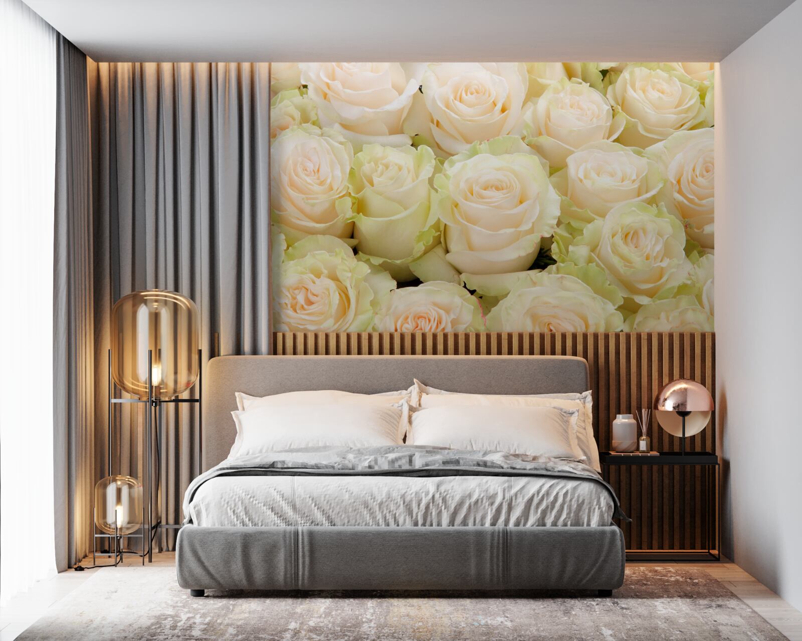 Fototapeten Zusammenfassung zarter beige Blüten