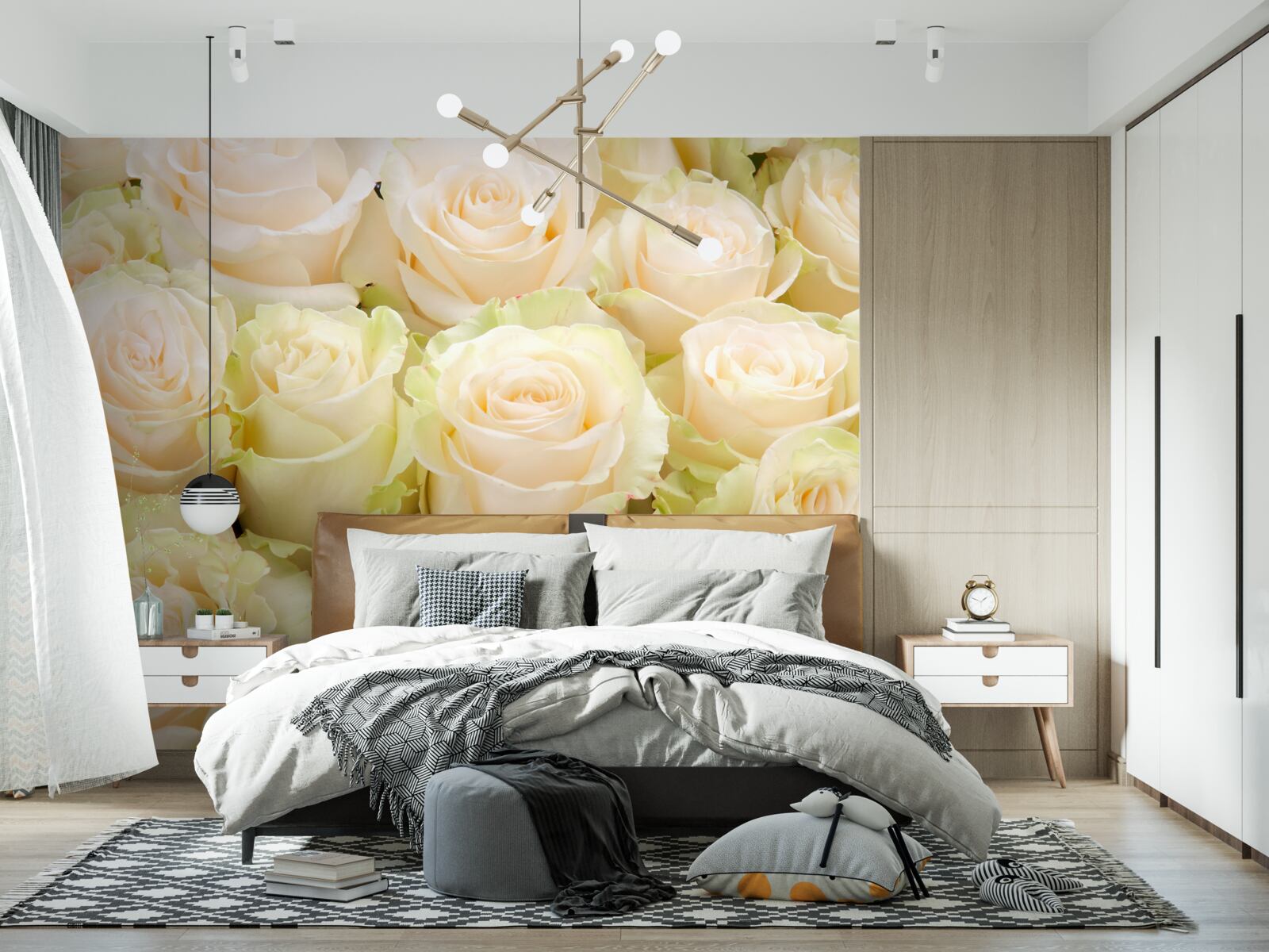 Fototapeten Zusammenfassung zarter beige Blüten