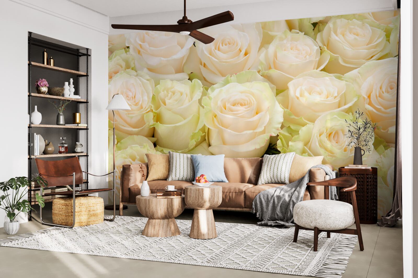 Fototapeten Zusammenfassung zarter beige Blüten