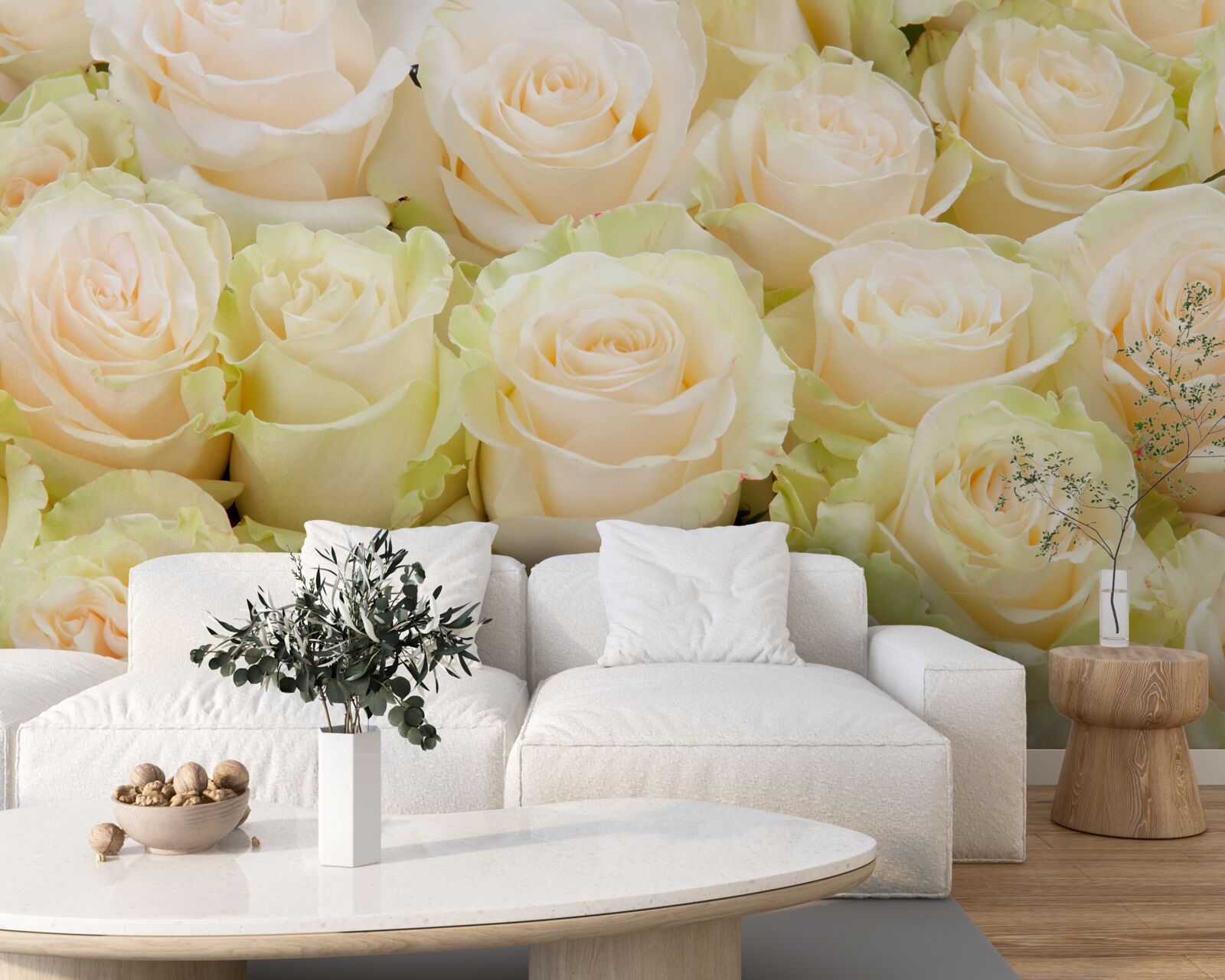 Fototapeten Zusammenfassung zarter beige Blüten