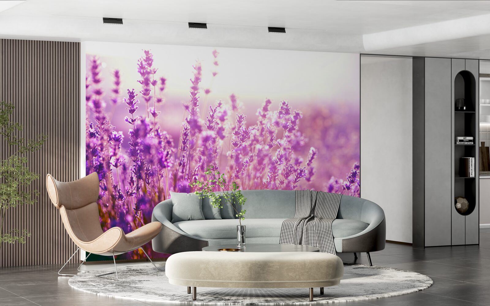 Fototapeten Lavendelblumen im Morgengrauen