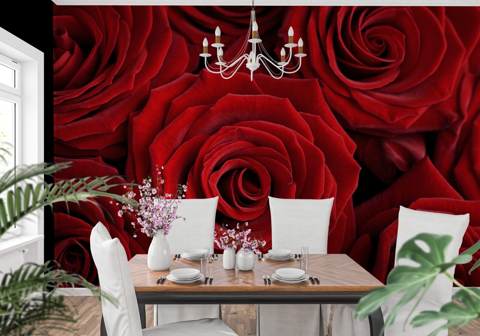 Fototapeten Zusammenfassung traditioneller roter Rosen
