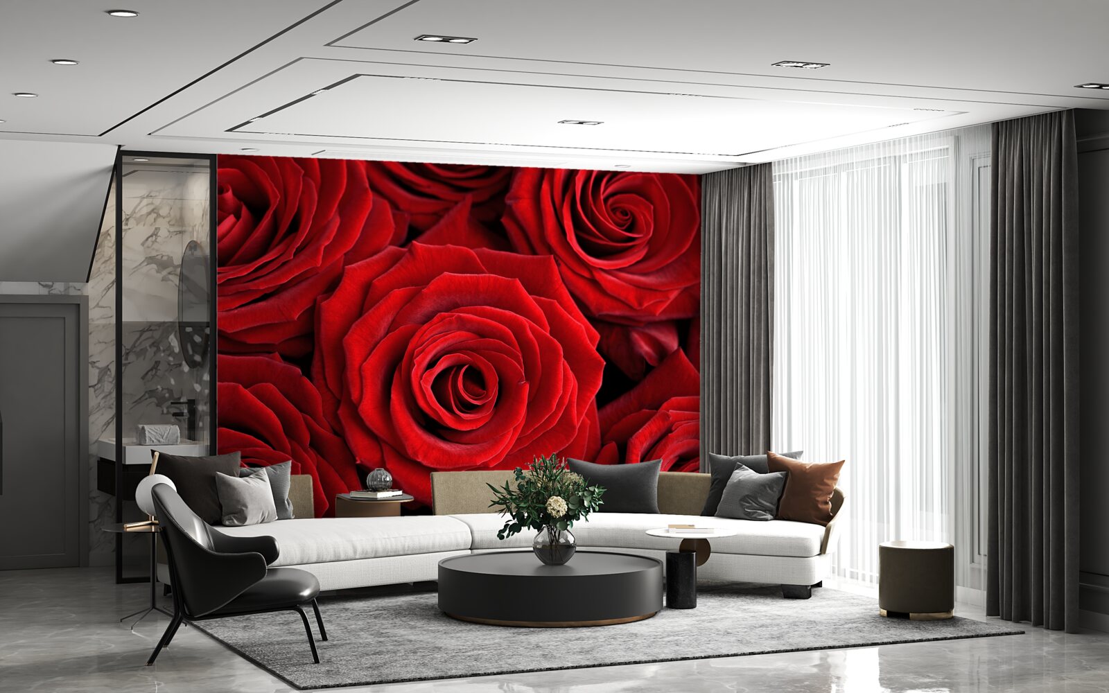 Fototapeten Zusammenfassung traditioneller roter Rosen