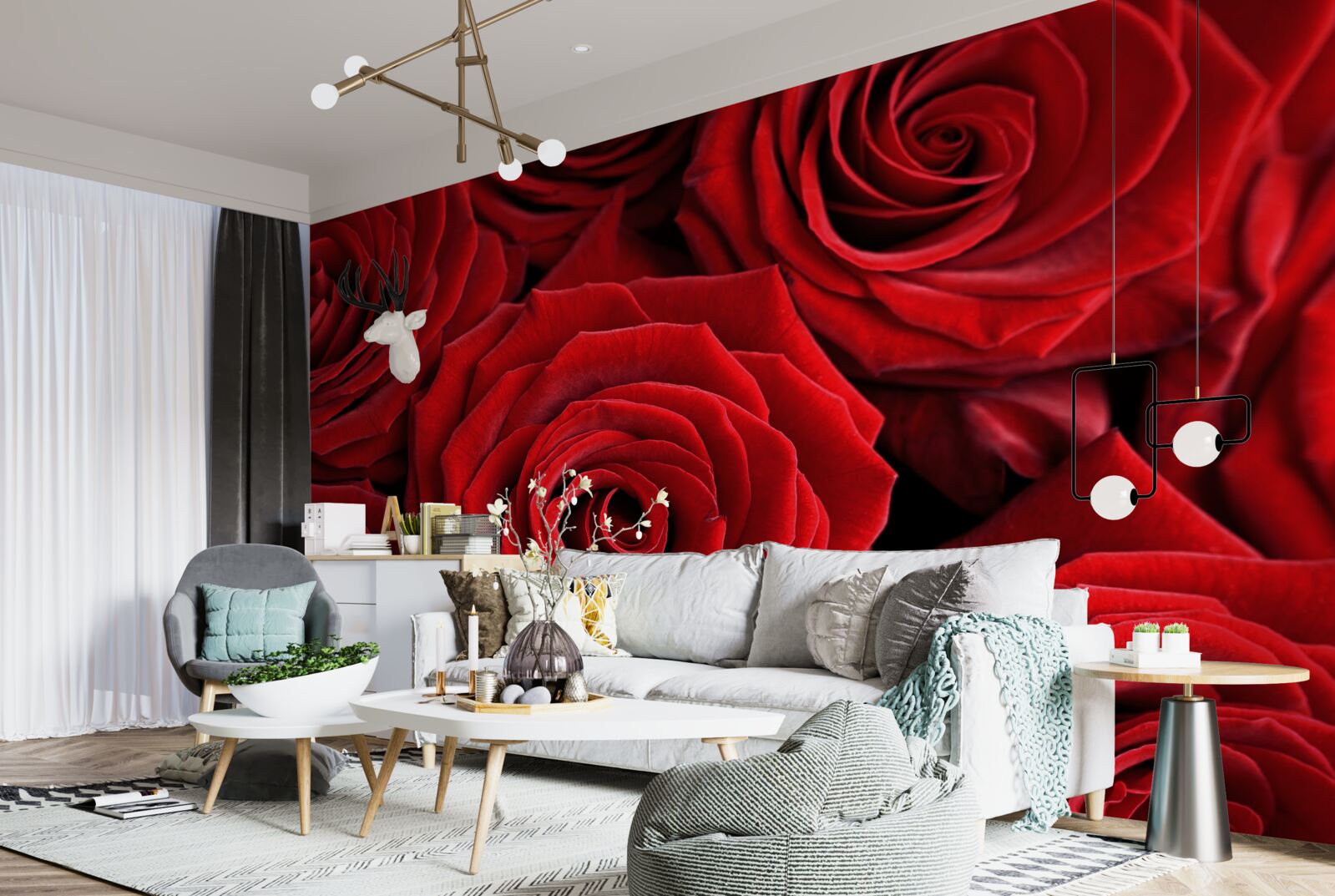 Fototapeten Zusammenfassung traditioneller roter Rosen