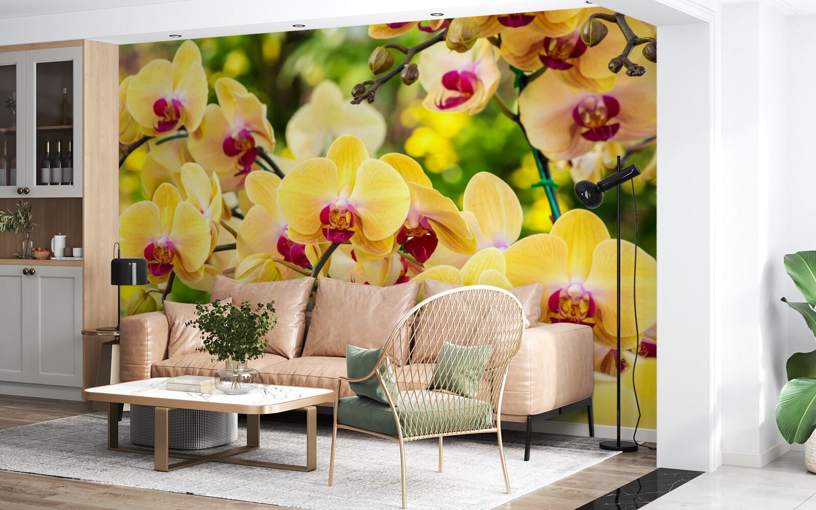 Fototapeten Gelbe Orchideen im Sommergarten