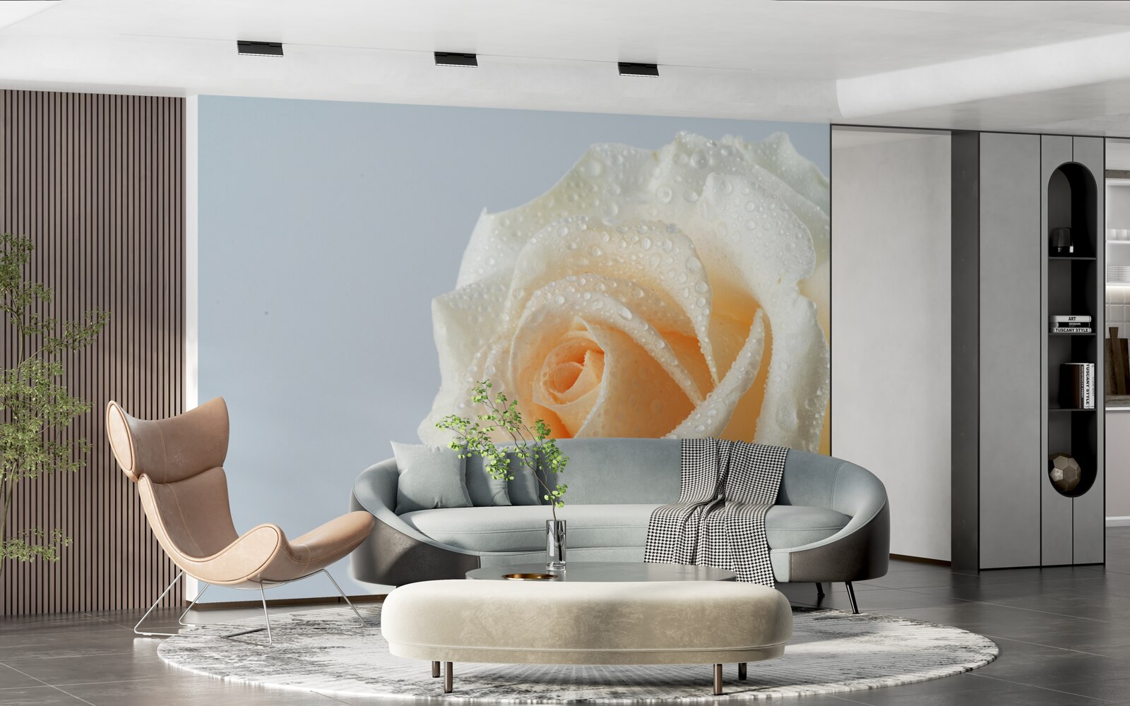 Fototapeten Die Rose ist feucht und cremig