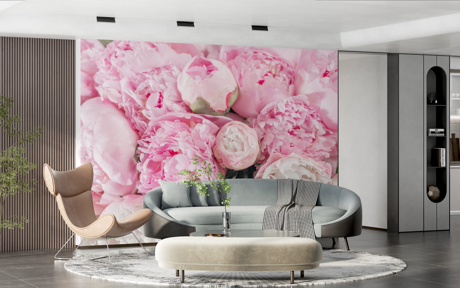Fototapeten süße rosa Pfingstrosen