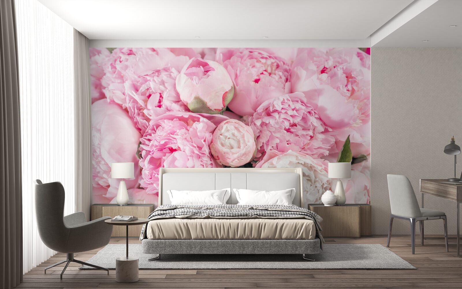 Fototapeten süße rosa Pfingstrosen