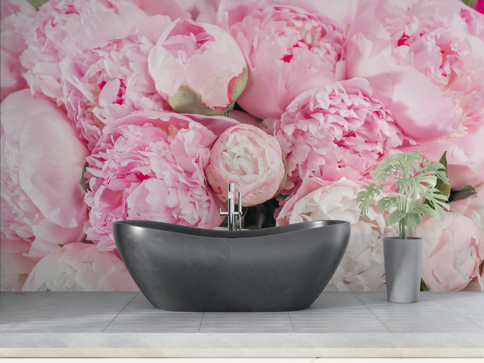 Fototapeten süße rosa Pfingstrosen