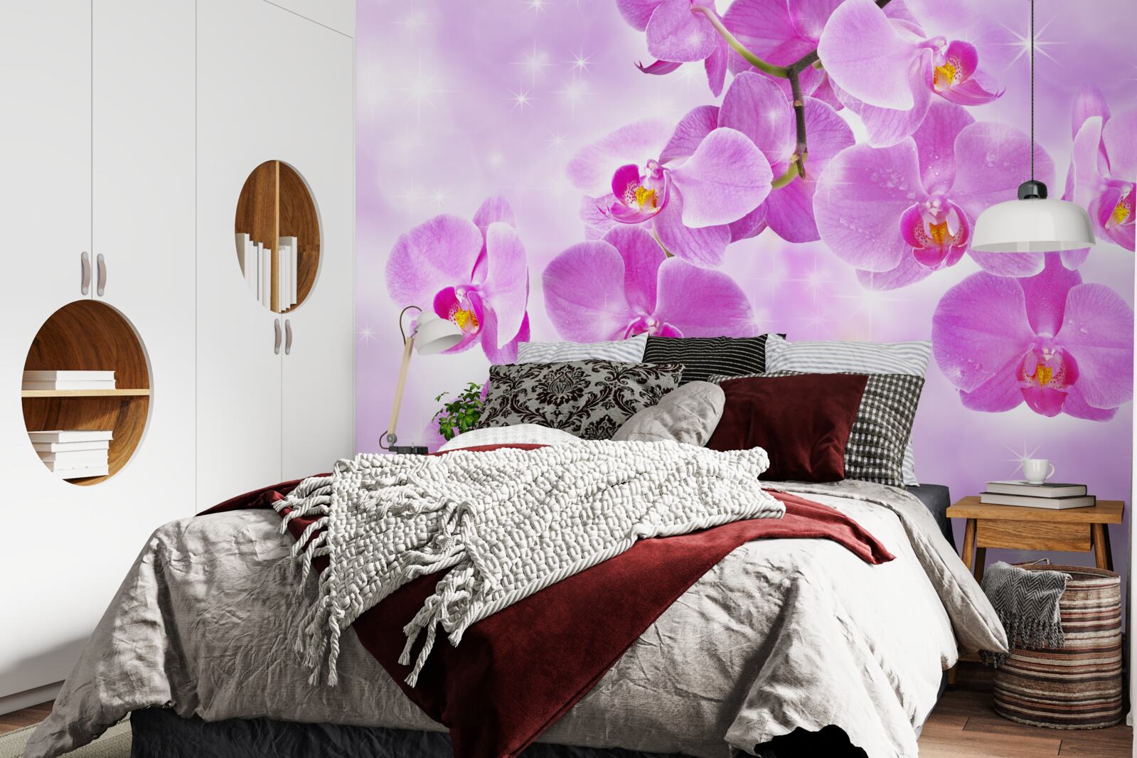 Fototapeten Eine Orchidee mit einem kleinen Farbton, verblassen, biegt