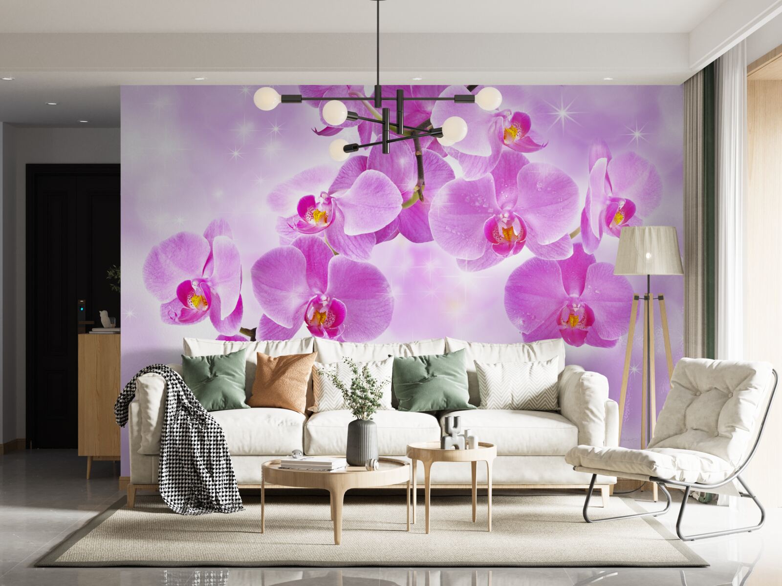 Fototapeten Eine Orchidee mit einem kleinen Farbton, verblassen, biegt