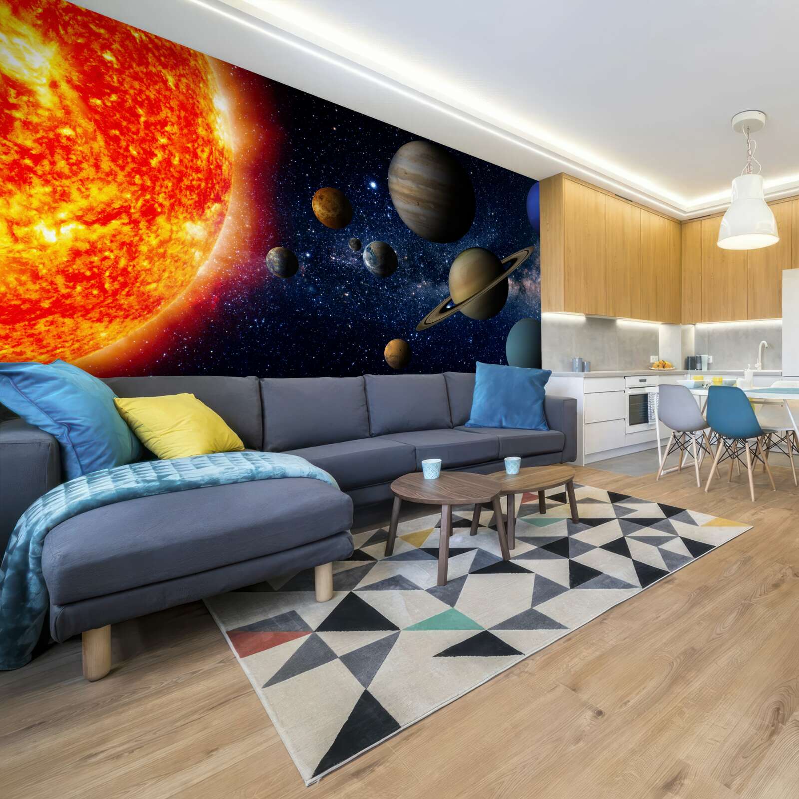 Fototapeten Planeten und Sonne im Universum