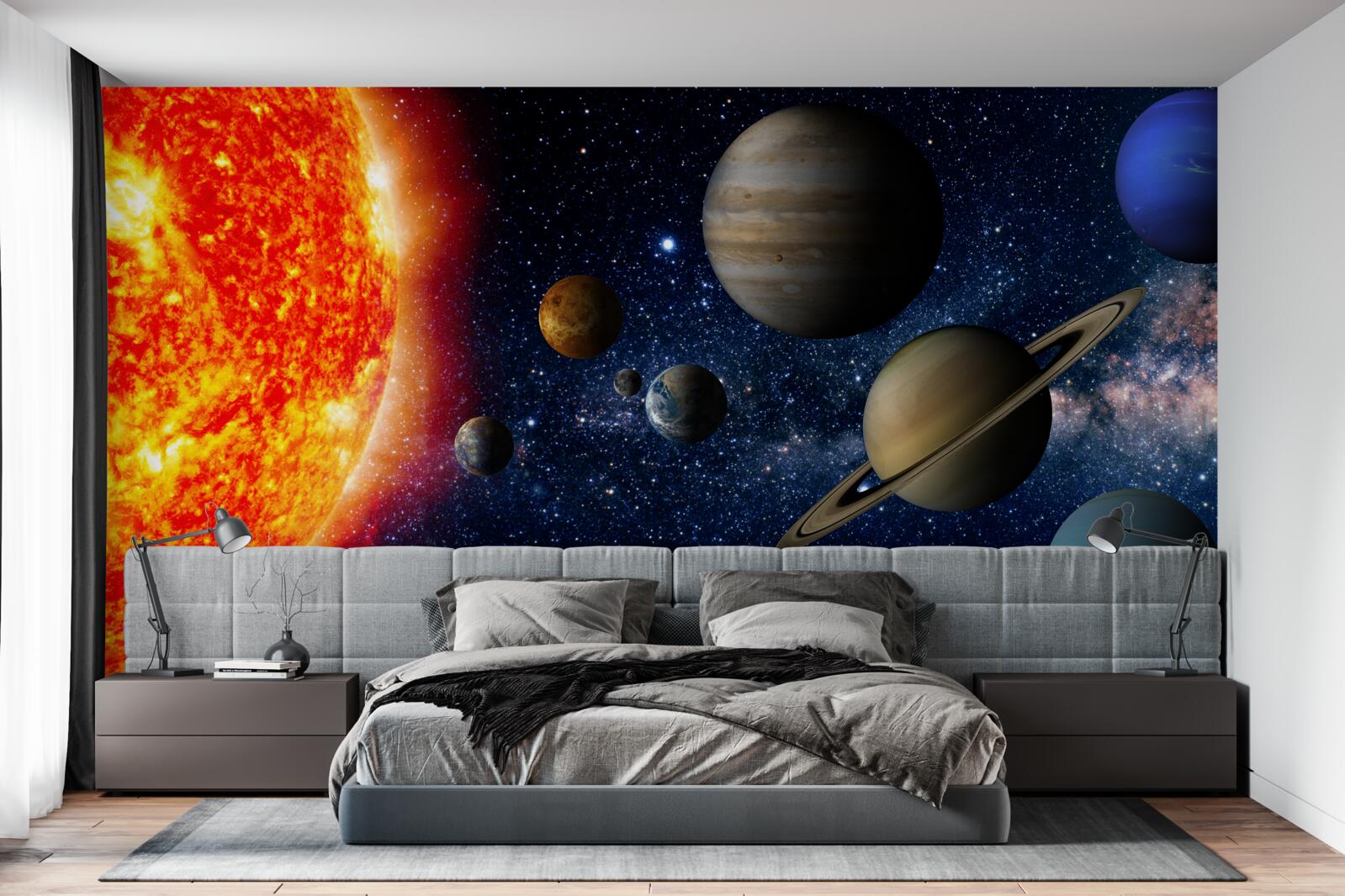 Fototapeten Planeten und Sonne im Universum