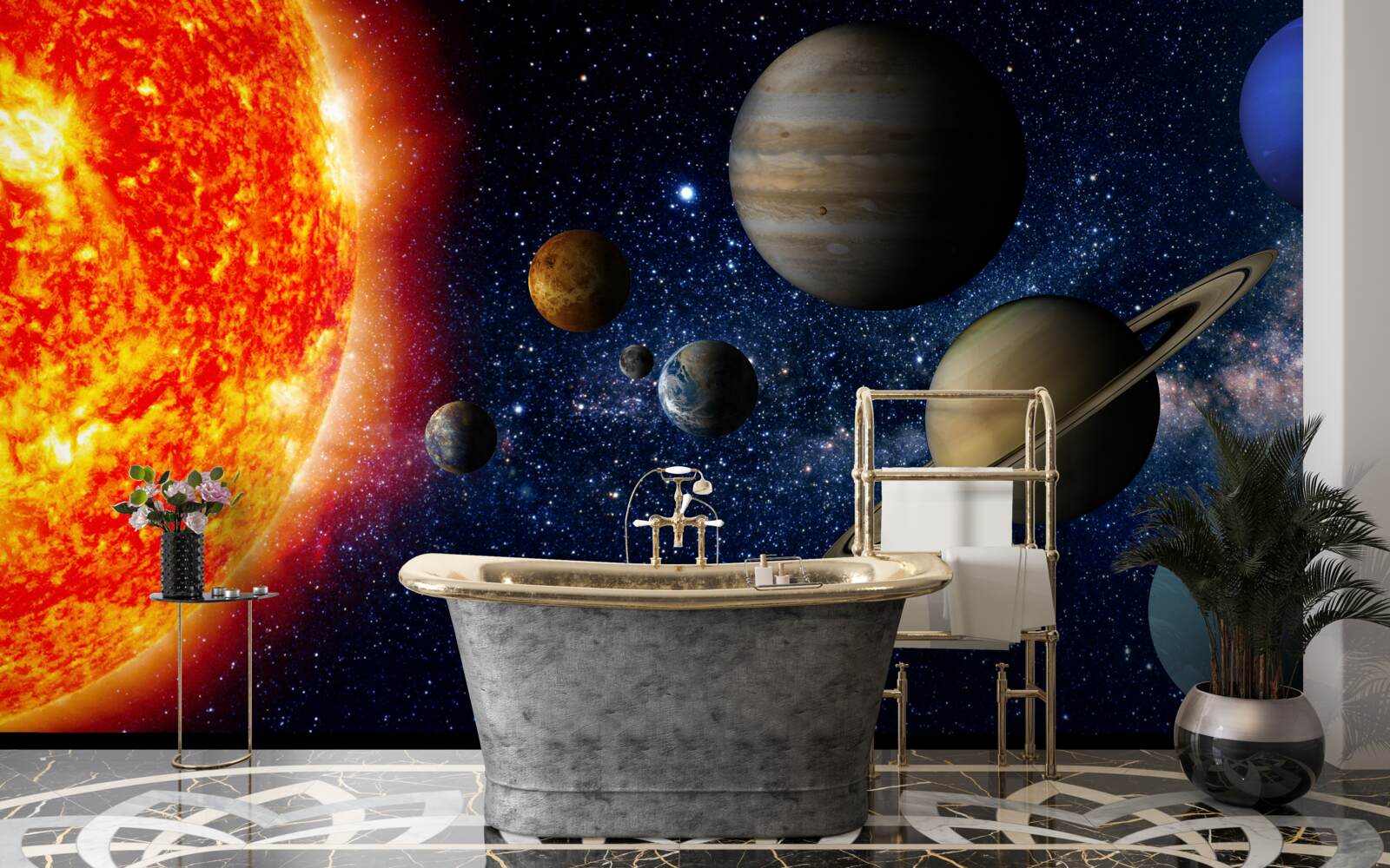 Fototapeten Planeten und Sonne im Universum