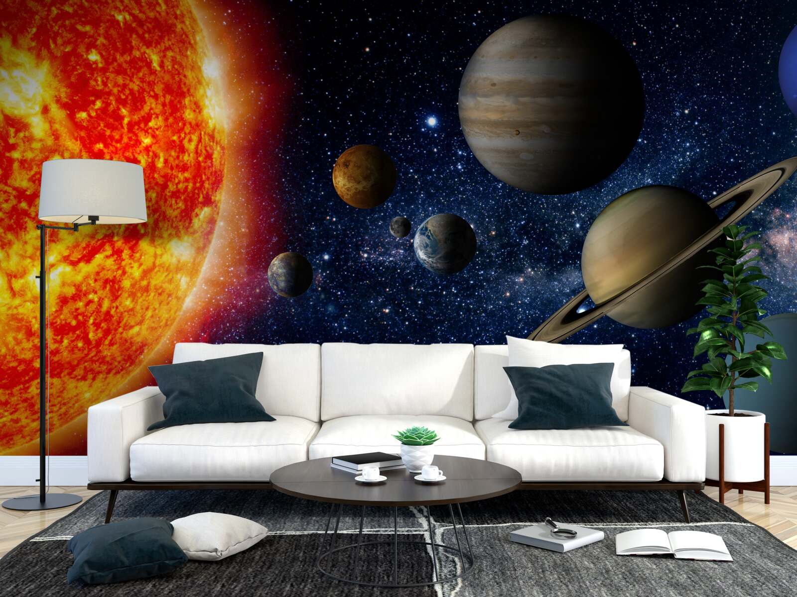 Fototapeten Planeten und Sonne im Universum