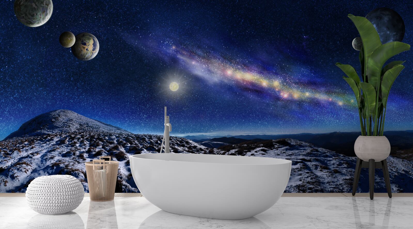 Fototapeten Raumräume mit vielen Planeten