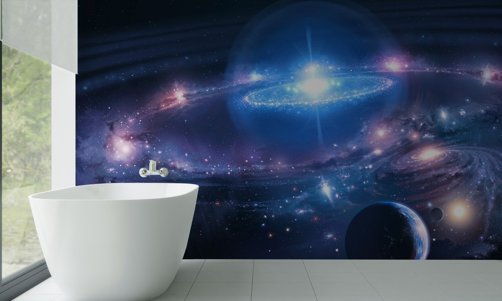 Fototapeten Ort der Galaxien im Weltraum zueinander