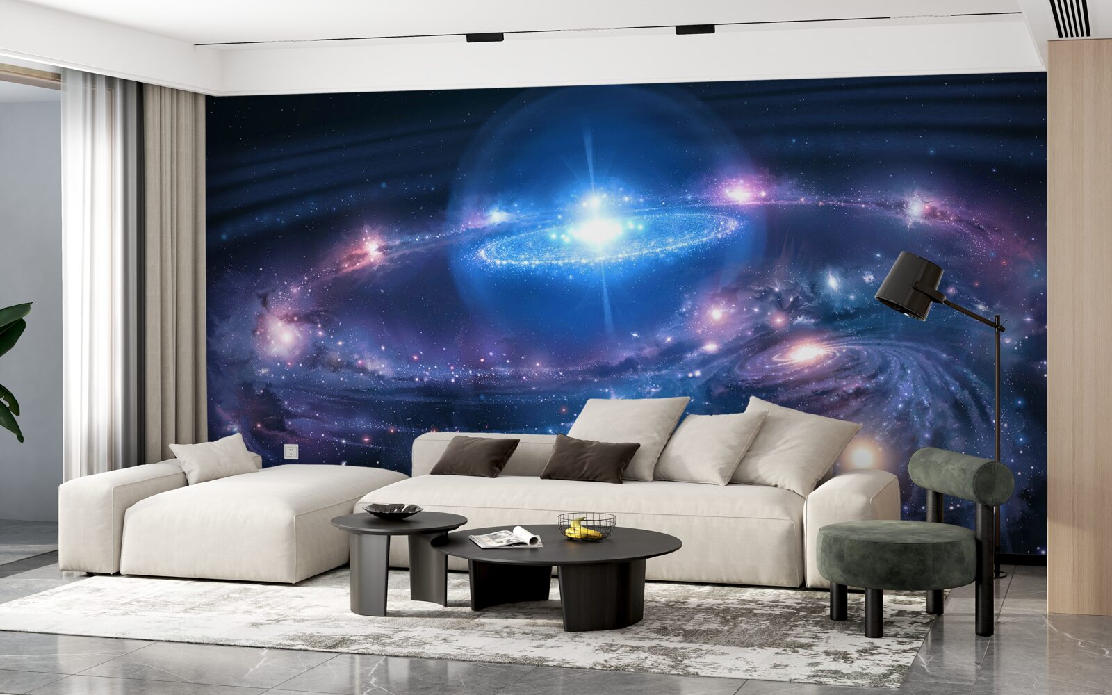 Fototapeten Ort der Galaxien im Weltraum zueinander