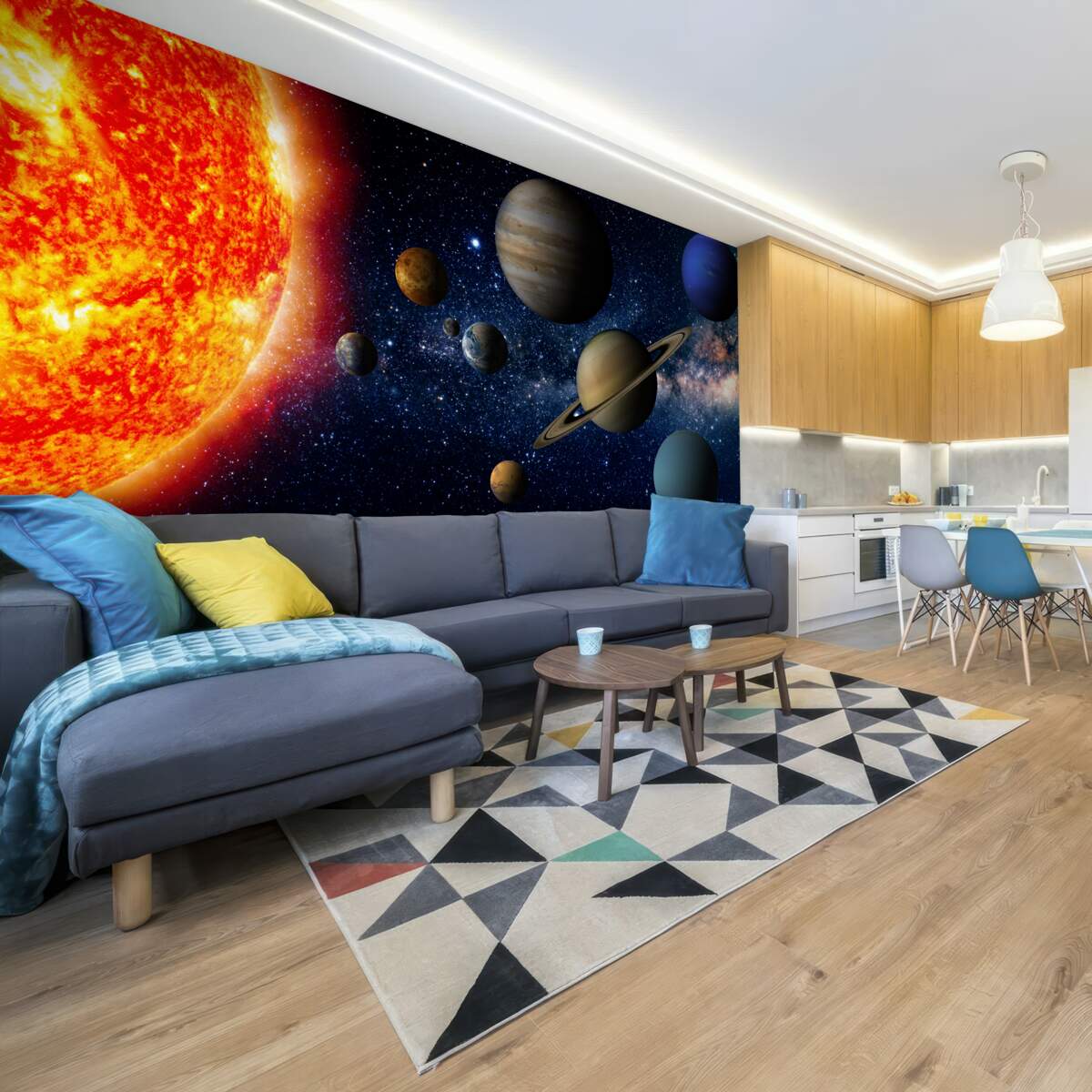 Fototapeten Die Proportionen zwischen den Planeten und der Sonne